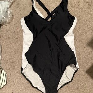 NWT Black and White Women's One Piece Swimsuit